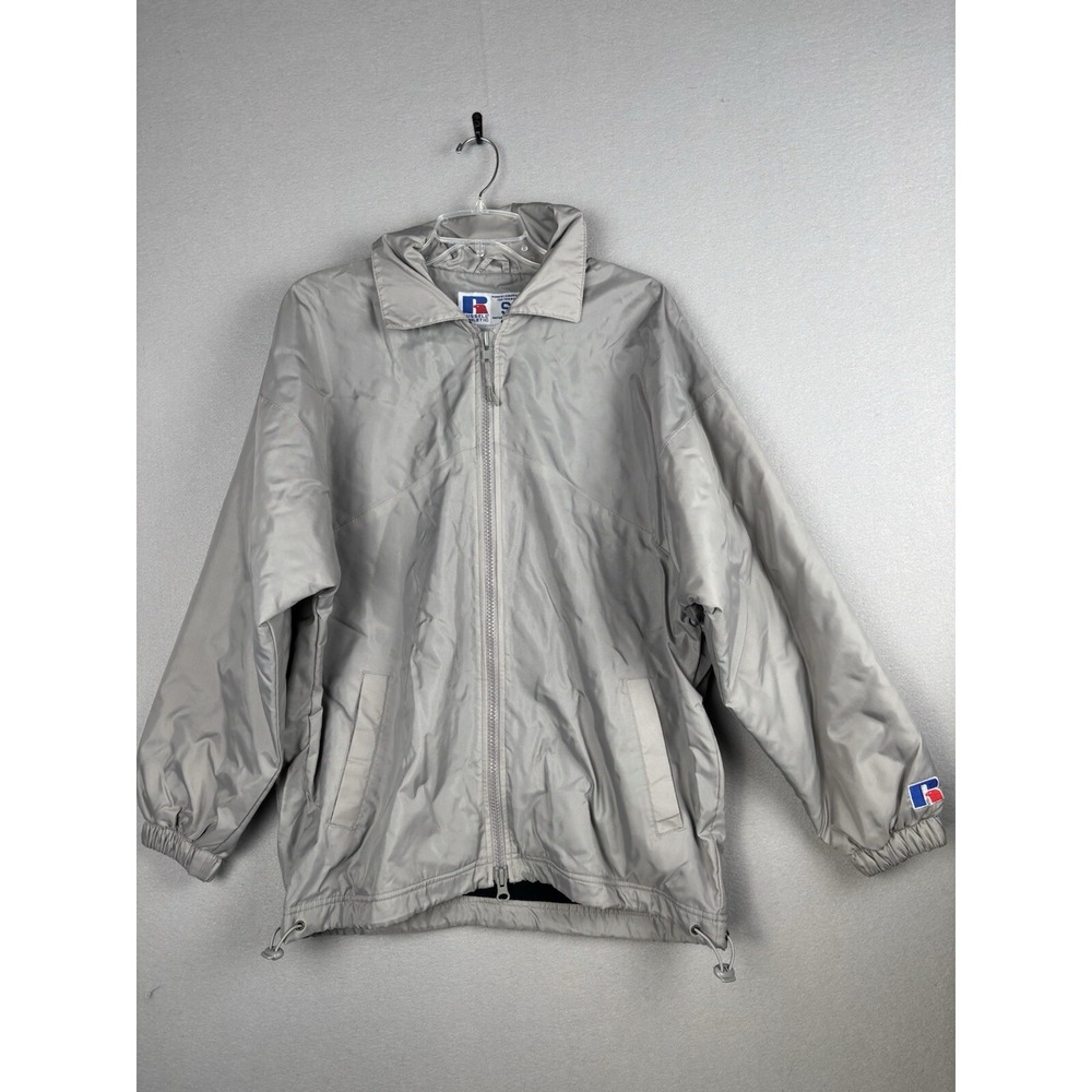 Russell Athletic Hoodie Men's S Gray Zip Up Hooded Windbreaker Jacket 3913